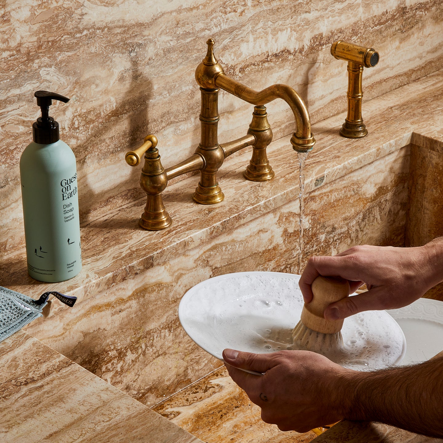 Scrub off leftover, grease and suds with our monogrammed sisal fibre Dish Brush