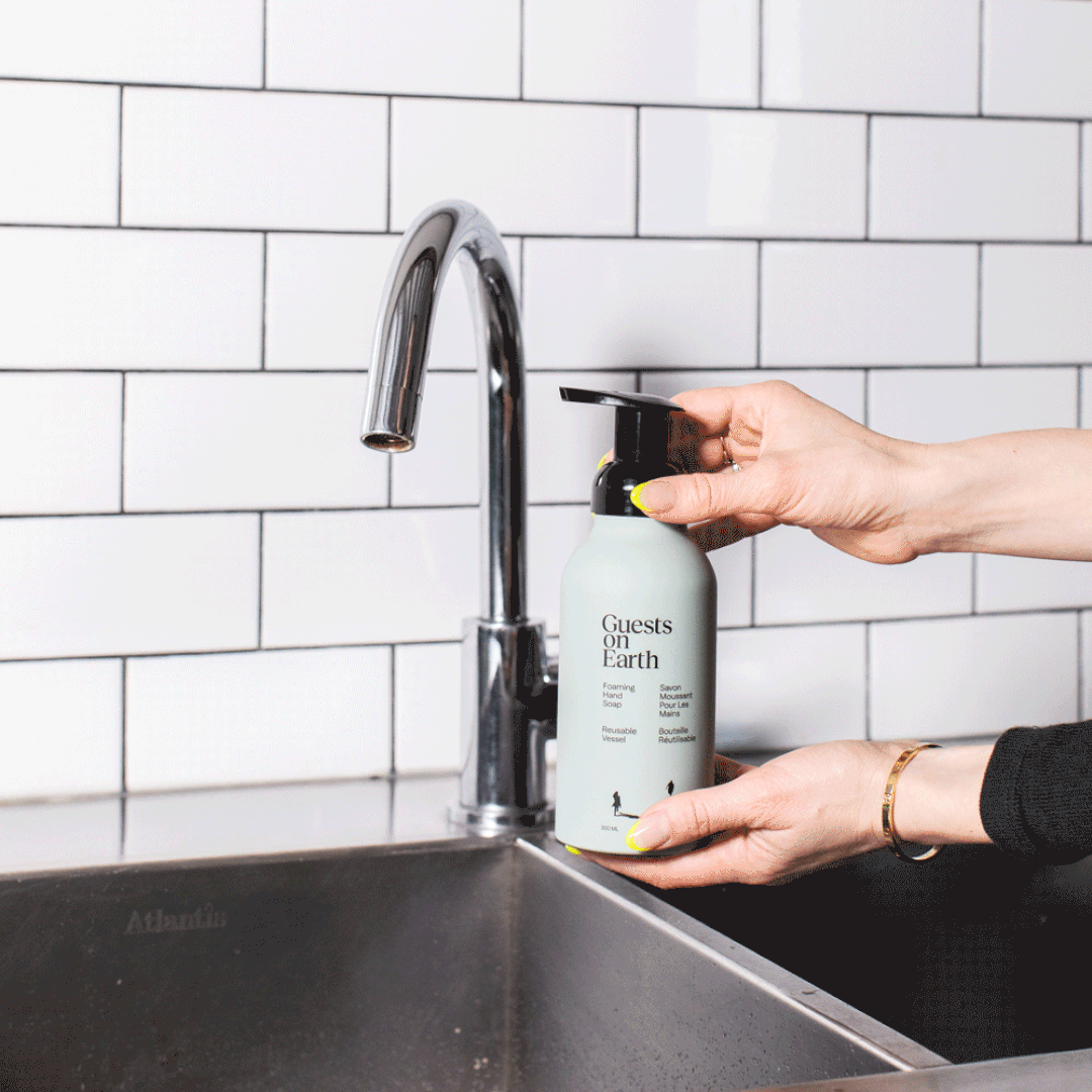 Fill: Water (room temperature or warm) to the fill line of the reusable vessel