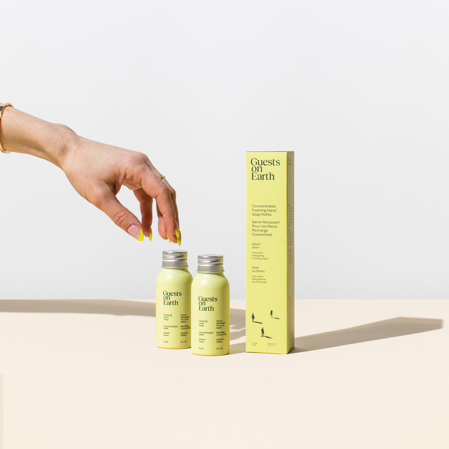 Foaming hand soap yellow vials and box