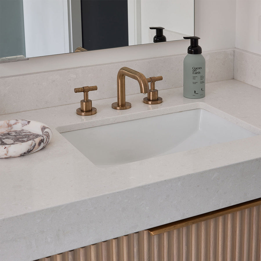 Interior designed bathroom with foaming hand soap